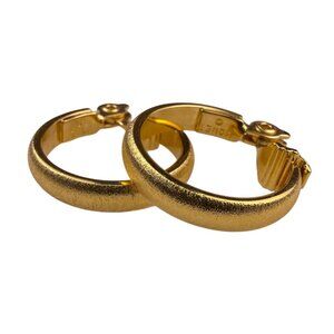 Monet Womens Gold Tone Metal Clip-On Hoop Earrings Vintage Style